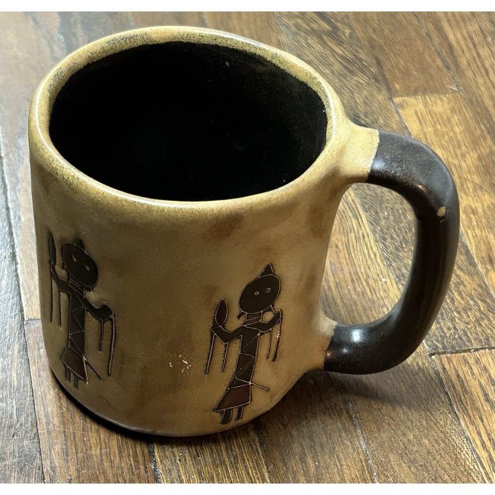 Mara Mug Art Pottery Mexico Yei Figures 16oz Large Hand Made Coffee Cup Tea